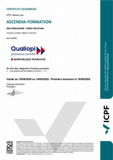 Certification Qualiopi Ascendia Formation
